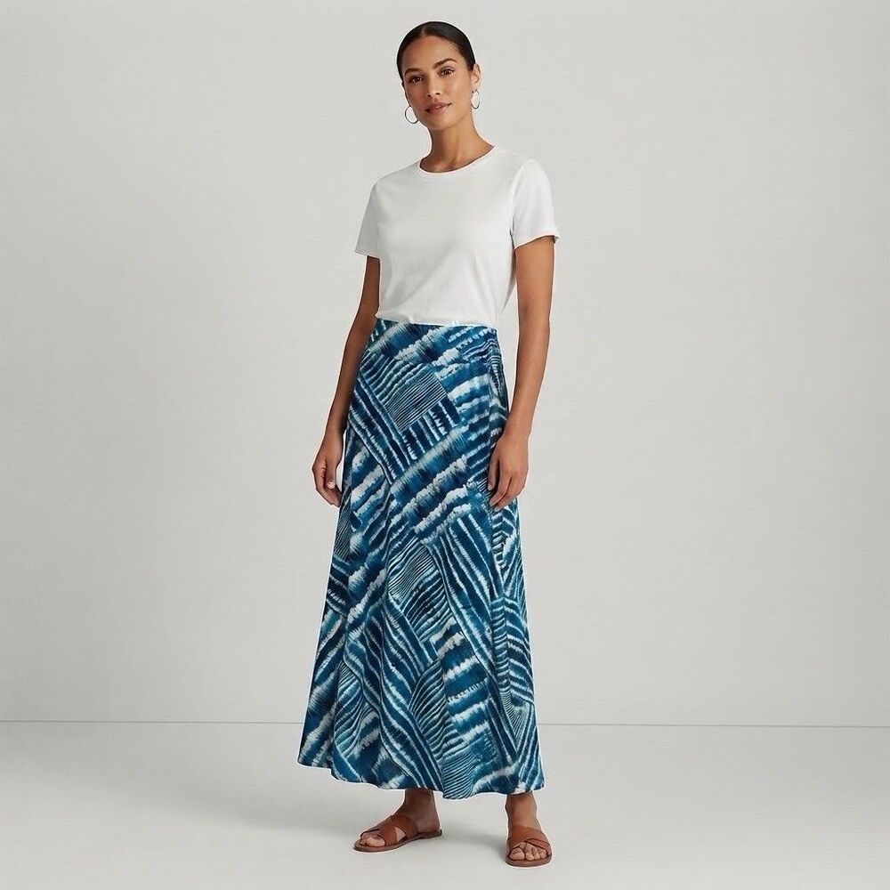 Robert Louis Blue White Tie Dye Maxi Skirt Large